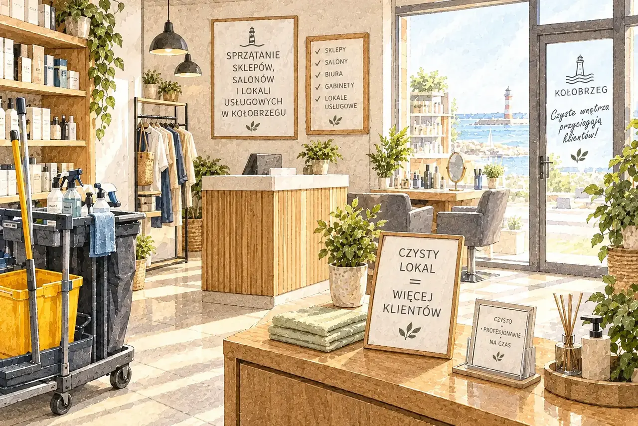 Czysty, zadbany lokal usługowy z poczekalnią w Kołobrzegu po sprzątaniu